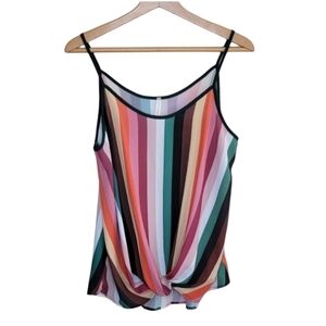 My Story | Striped Knotted Front Hem Spaghetti Strap Tank Top Size Small